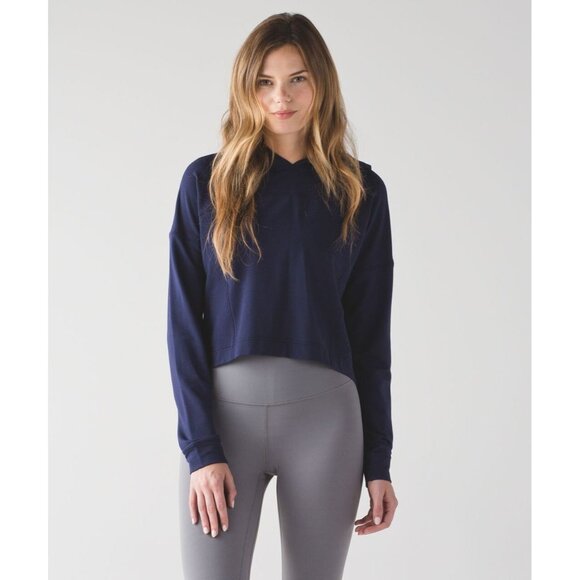 LULULEMON Ceremony Deep Indigo French Terry Hooded Sweatshirt, Size S - Picture 1 of 14